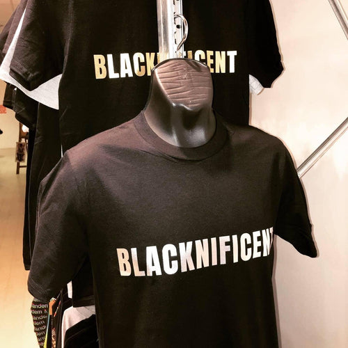 Blacknificent Tee with Metallic Gold or Silver Print