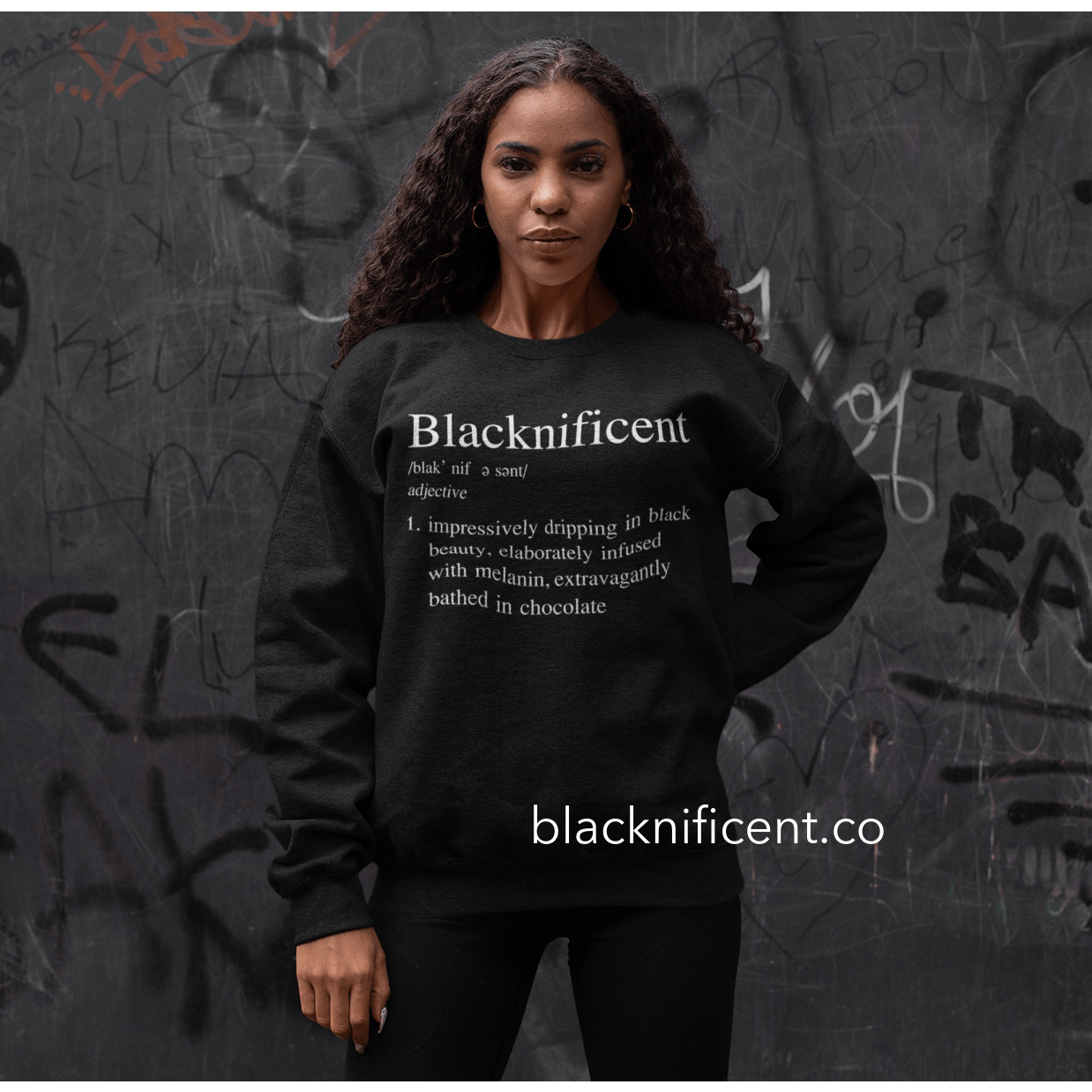 Blacknificent Sweatshirt Black / S Blacknificent- Melanin Poppin Sweatshirt